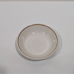 Syracuse China White Bowl With Brown Rim Ceramic USA S.25 inch